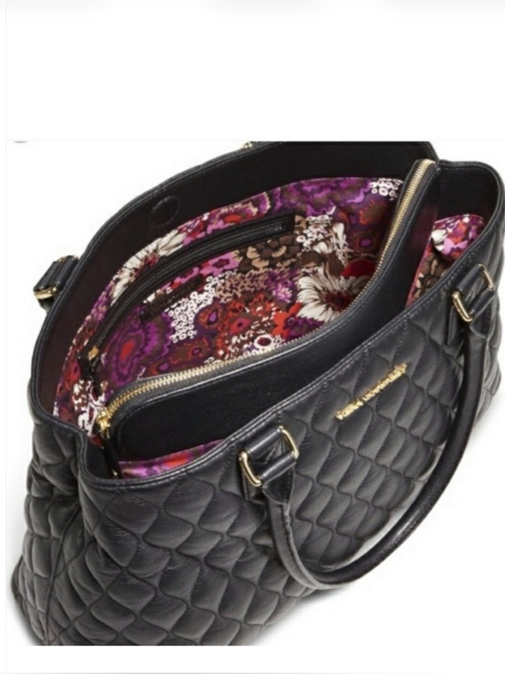 Quilted Leather mini “Emma” Satchel Crossbody Bag - Black - Picture 7 of 7